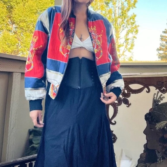 Vintage 80' Silk Bomber Jacket Size Small - Picture 4 of 7